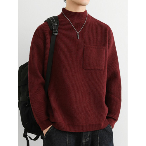 本命年紅色毛衣男秋冬季半高領針織衫男中領內搭高級感毛線上衣服 本命年紅色毛衣男秋冬季半高領針織衫男中領內搭高級感毛線上衣服