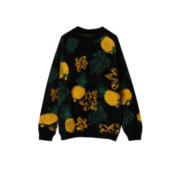 XXXHOT韓版百搭加厚菠蘿提花圖案寬松慵懶情侶男套頭毛衣潮馬海毛