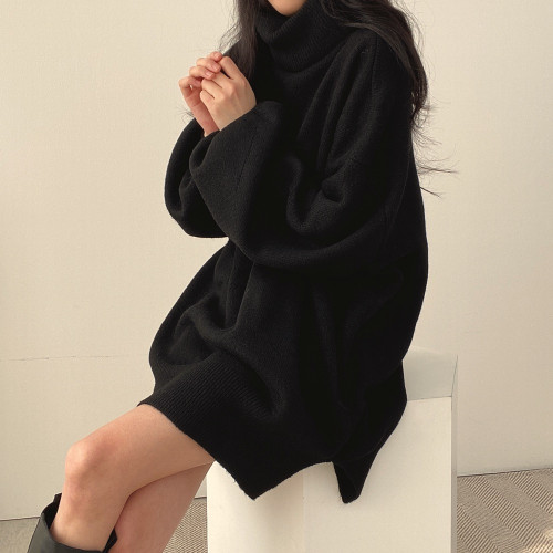 大碼慵懶風軟糯中長款高領毛衣女秋冬胖MM寬松顯瘦針織內搭上衣 大碼慵懶風軟糯中長款高領毛衣女秋冬胖MM寬松顯瘦針織內搭上衣