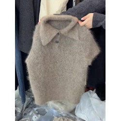 馬海毛polo衫短袖毛衣女款2025超火減齡獨特漂亮新款小衫秋季上衣