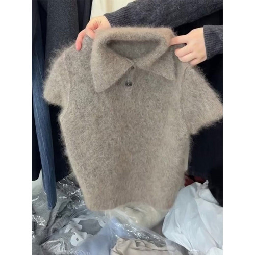 馬海毛polo衫短袖毛衣女款2025超火減齡獨特漂亮新款小衫秋季上衣 馬海毛polo衫短袖毛衣女款2025超火減齡獨特漂亮新款小衫秋季上衣
