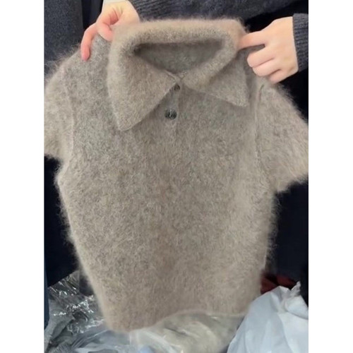 馬海毛polo衫短袖毛衣女款2025超火減齡獨特漂亮新款小衫秋季上衣 馬海毛polo衫短袖毛衣女款2025超火減齡獨特漂亮新款小衫秋季上衣