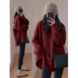 白色中長款下半身失蹤毛衣女秋冬冬季加厚慵懶風遮屁股針織衫上衣