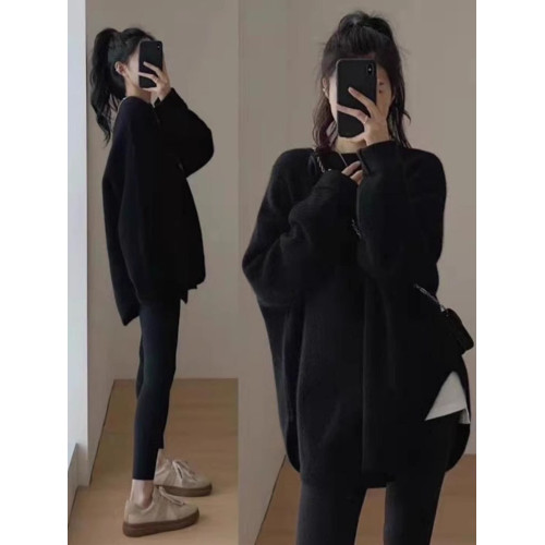 白色中長款下半身失蹤毛衣女秋冬冬季加厚慵懶風遮屁股針織衫上衣 白色中長款下半身失蹤毛衣女秋冬冬季加厚慵懶風遮屁股針織衫上衣