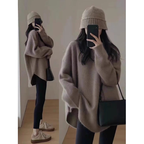 白色中長款下半身失蹤毛衣女秋冬冬季加厚慵懶風遮屁股針織衫上衣 白色中長款下半身失蹤毛衣女秋冬冬季加厚慵懶風遮屁股針織衫上衣