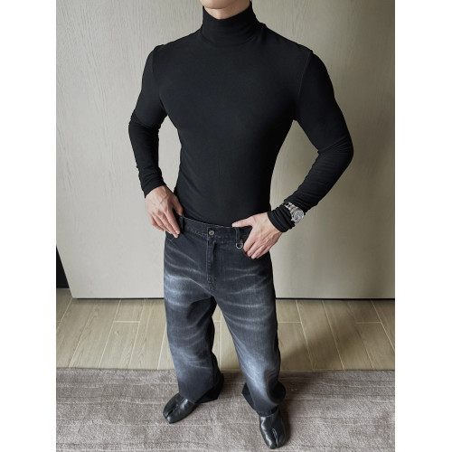 weave 極簡天花板 鎖溫髮熱德絨時髦修身黑色半高領長袖打底上衣 weave 極簡天花板 鎖溫髮熱德絨時髦修身黑色半高領長袖打底上衣