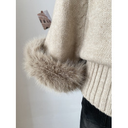 2025年秋冬新款韓系慵懶感減齡百搭毛毛袖針織衫女修身顯瘦毛衣潮