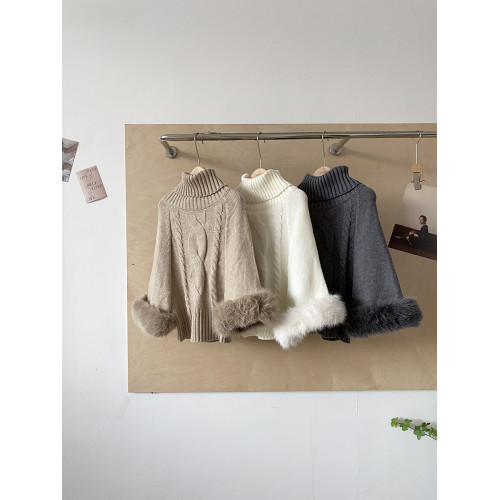 2025年秋冬新款韓系慵懶感減齡百搭毛毛袖針織衫女修身顯瘦毛衣潮