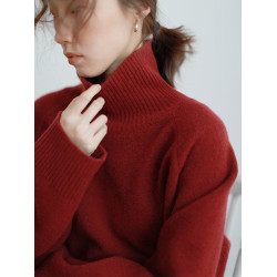 慵懶風曡搭純色寬松高領針織衫百搭chic復古秋冬款加厚套頭毛衣女