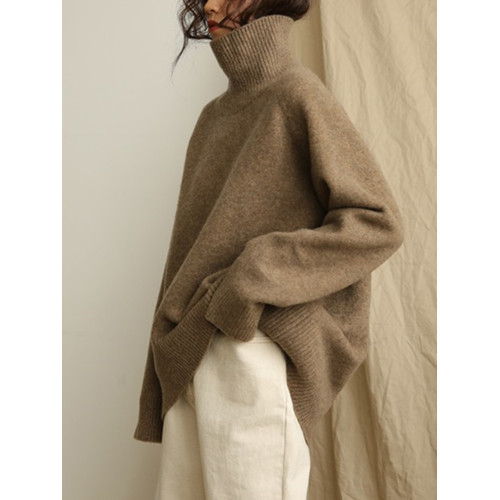 慵懶風曡搭純色寬松高領針織衫百搭chic復古秋冬款加厚套頭毛衣女 慵懶風曡搭純色寬松高領針織衫百搭chic復古秋冬款加厚套頭毛衣女