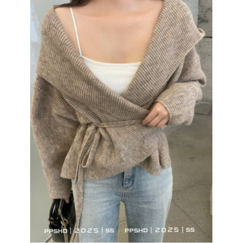 PPSHD針織衫女2024新款連帽開衫外套收腰短款荷葉邊顯瘦小衆毛衣 PPSHD針織衫女2024新款連帽開衫外套收腰短款荷葉邊顯瘦小衆毛衣