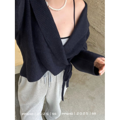 PPSHD針織衫女2024新款連帽開衫外套收腰短款荷葉邊顯瘦小衆毛衣 PPSHD針織衫女2024新款連帽開衫外套收腰短款荷葉邊顯瘦小衆毛衣