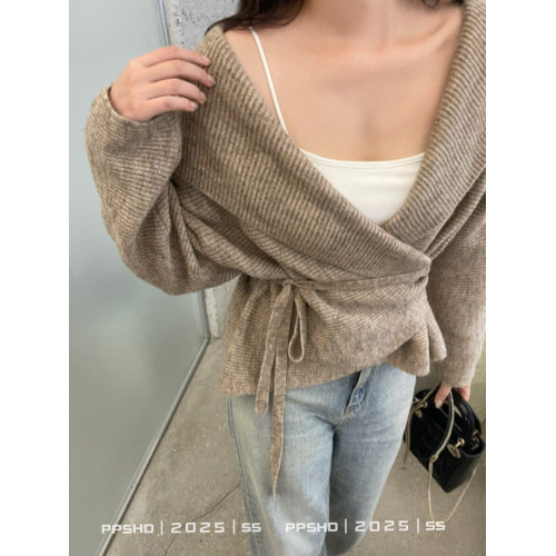 PPSHD針織衫女2024新款連帽開衫外套收腰短款荷葉邊顯瘦小衆毛衣 PPSHD針織衫女2024新款連帽開衫外套收腰短款荷葉邊顯瘦小衆毛衣