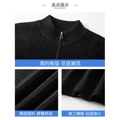 WASSUP ISSUE美式雙拉鍊開衫毛衣男秋冬季高街立領休閒針織衫外套