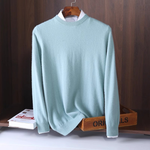 羊絨衫圓領毛衣男秋季新款加厚寬鬆大碼V領針織打底衫男士羊毛衫