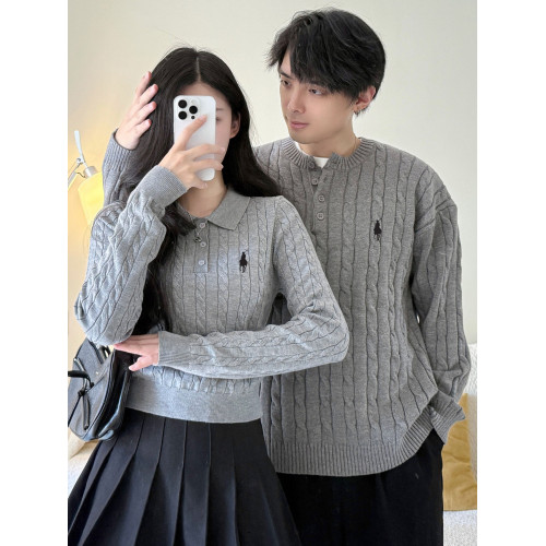 情侶裝韓系麻花針織衫灰色氣質顯瘦毛衣女秋冬裝新款套裝裙高級感 情侶裝韓系麻花針織衫灰色氣質顯瘦毛衣女秋冬裝新款套裝裙高級感