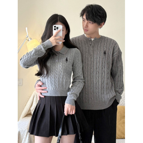 情侶裝韓系麻花針織衫灰色氣質顯瘦毛衣女秋冬裝新款套裝裙高級感 情侶裝韓系麻花針織衫灰色氣質顯瘦毛衣女秋冬裝新款套裝裙高級感