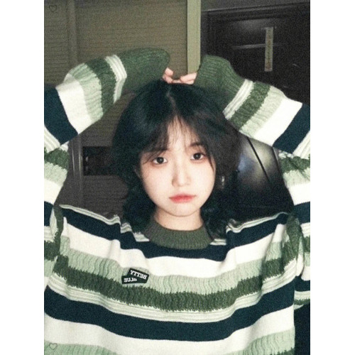 美式復古學院風條紋毛衣女秋冬日系慵懶風潮牌寬松軟糯糯針織外套 美式復古學院風條紋毛衣女秋冬日系慵懶風潮牌寬松軟糯糯針織外套