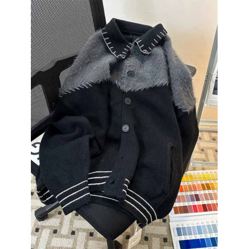 秋冬紐釦開衫毛衣男潮牌學生青少年復古保暖小衆設計感外套針織衫