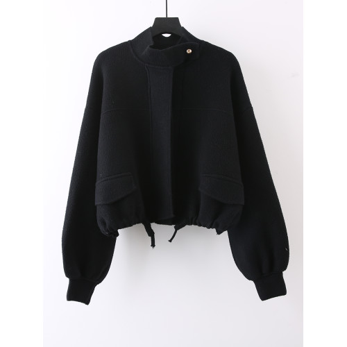 2025早秋氣質新款韓版立領高級感夾克女休閒風外套單排釦毛衣開衫 2025早秋氣質新款韓版立領高級感夾克女休閒風外套單排釦毛衣開衫