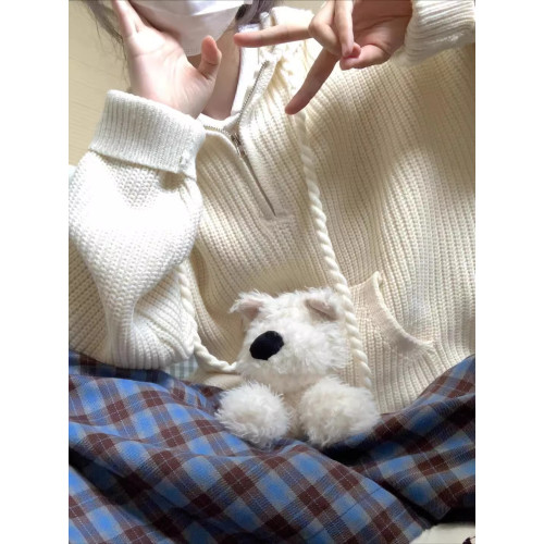 半拉鍊連帽毛衣女2025新款秋冬季寬松慵懶高級感針織套頭帽衫外套 半拉鍊連帽毛衣女2025新款秋冬季寬松慵懶高級感針織套頭帽衫外套