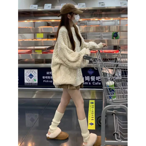 2025秋冬季新款爆款加厚軟糯慵懶風針織毛衣女設計感寬松復古上衣