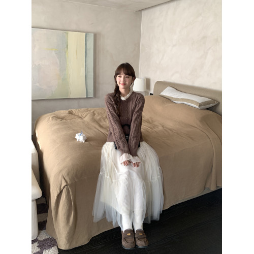 陸小團團復古麻花毛衣女2025冬季新款設計感韓系氣質顯瘦百搭上衣