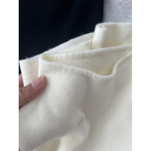 白色小立領軟糯針織衫長袖打底衫女春秋冬季加絨毛衣簡約上衣內搭