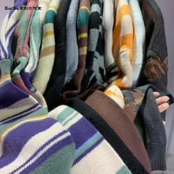 美式復古vintage條紋撞色圓領毛衣男女秋冬新款ins情侶百搭針織衫