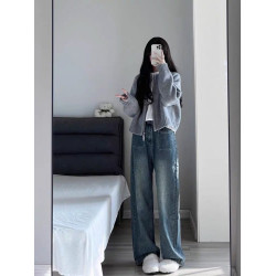 灰色短款毛衣外套女2025秋冬裝新款寬松加厚拉鍊開衫長袖針織上衣