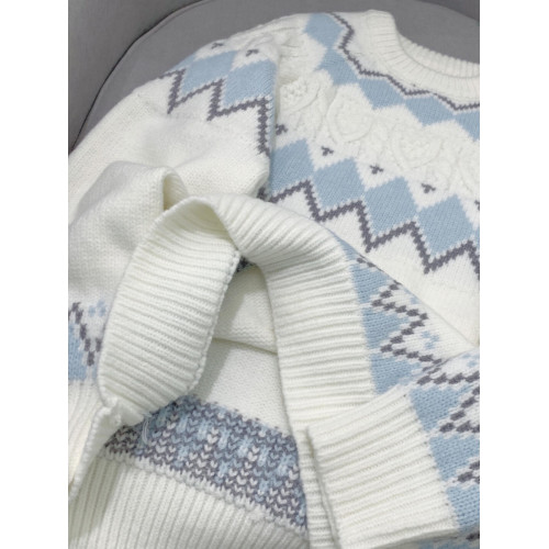 2025新款白色費爾島毛衣女秋冬奶fufu軟糯針織衫寬松加厚內搭上衣