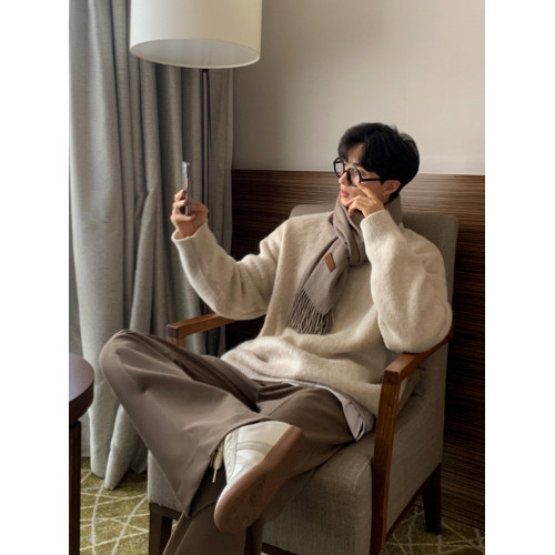 MRCYC純色慵嬾風毛衣男士冬季保暖打底衫韓系潮流寬鬆套頭針織衫