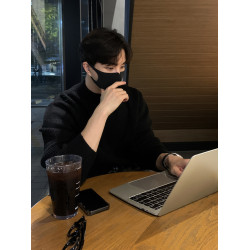 NewShape 秋冬季半高領毛衣男寬松慵懶風打底針織衫高級感加厚