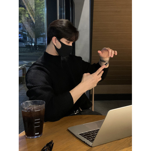 NewShape 秋冬季半高領毛衣男寬松慵懶風打底針織衫高級感加厚