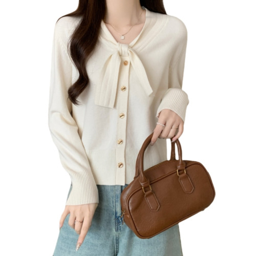 小香風短款針織開衫外套女春秋款大碼胖mm法式蝴蝶結毛衣洋氣上衣 小香風短款針織開衫外套女春秋款大碼胖mm法式蝴蝶結毛衣洋氣上衣