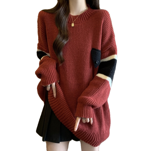 大碼胖mm寬鬆中長款套頭毛衣女秋冬慵嬾風歐貨漂亮長袖針織衫上衣