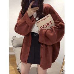 春季女裝批新款髮百搭復古針織慵懶風學生休閒寬鬆開衫毛衣外套潮