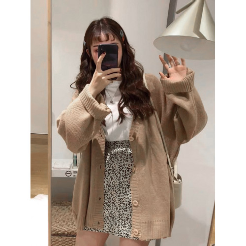 春季女裝批新款髮百搭復古針織慵懶風學生休閒寬鬆開衫毛衣外套潮