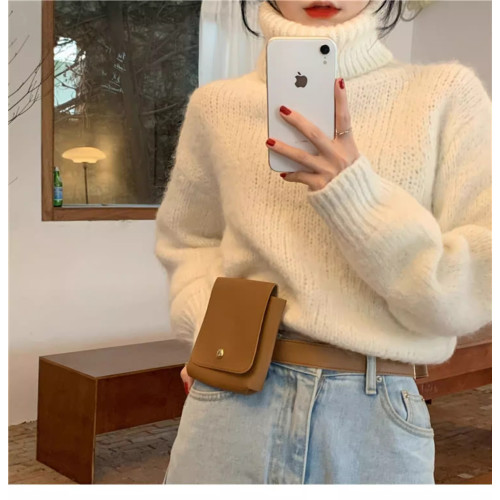 高領毛衣女2025新款秋冬寬鬆外穿慵嬾風軟糯加厚短款打底針織衫潮