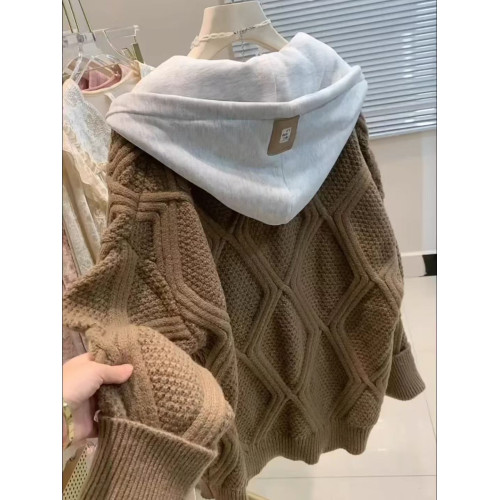 胖mm大碼300斤秋冬季加厚毛衣開衫外套男女寬鬆假兩件針織上衣潮2