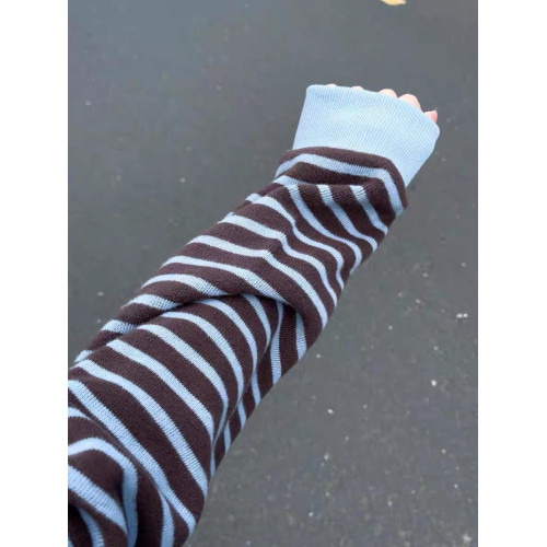 復古韓系撞色條紋長袖毛衣女秋冬季穿搭超好看設計感寬鬆單穿上衣