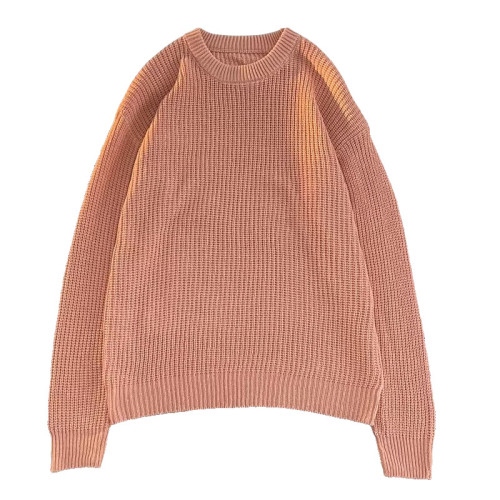 純色多色毛線衣慵懶軟糯潮原宿bf情侶學生寬松打底外穿百搭針織衫