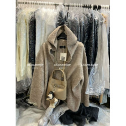 韓國2025秋冬新款寬松慵懶風保暖加厚連帽拉鍊針織開衫毛衣外套女