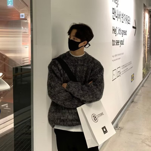 高級感鹿毛絨針織衫毛衣男女簡約秋冬款設計感情侶小衆套頭毛線衣