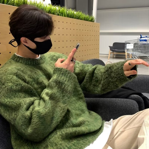 高級感鹿毛絨針織衫毛衣男女簡約秋冬款設計感情侶小衆套頭毛線衣