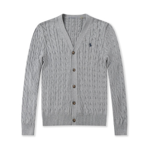 保羅男士純棉毛衣開衫V領紐釦針織麻花保暖長袖毛線衣POLO外套潮