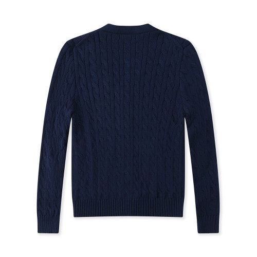 保羅男士純棉毛衣開衫V領紐釦針織麻花保暖長袖毛線衣POLO外套潮