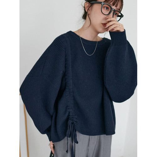 特價清  D 秋款 不規則側邊抽繩系帶寬松套頭長袖毛衣女