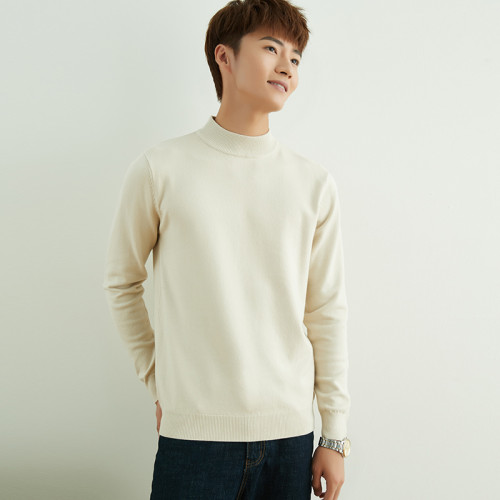 秋冬季羊絨衫男商務青年半高領套頭打底衫加厚保暖羊絨針織衫男裝