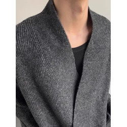 2025新款春秋老錢風慵懶紐釦V領開衫毛衣男設計感小衆道袍針織衫